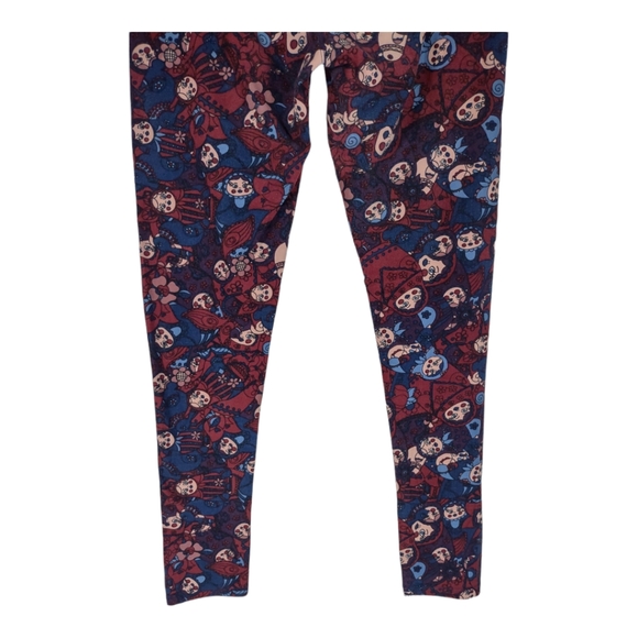 Lularoe Leggings Womens Size OS 0-12 Burgundy Russian Nesting Dolls Rare Unicorn - Picture 4 of 7